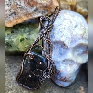 Handcrafted Wire Wrapped Nuummite  Pendant